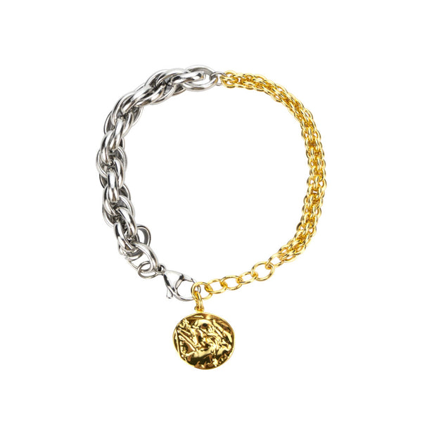 Dual Metal Crown Pendant Bracelet