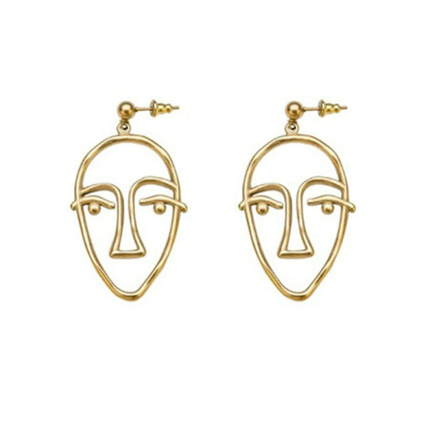 Golden Face Retro Earrings