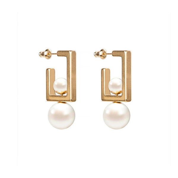 Square Bottle Pearl Earrings (Multi-Way Wear)