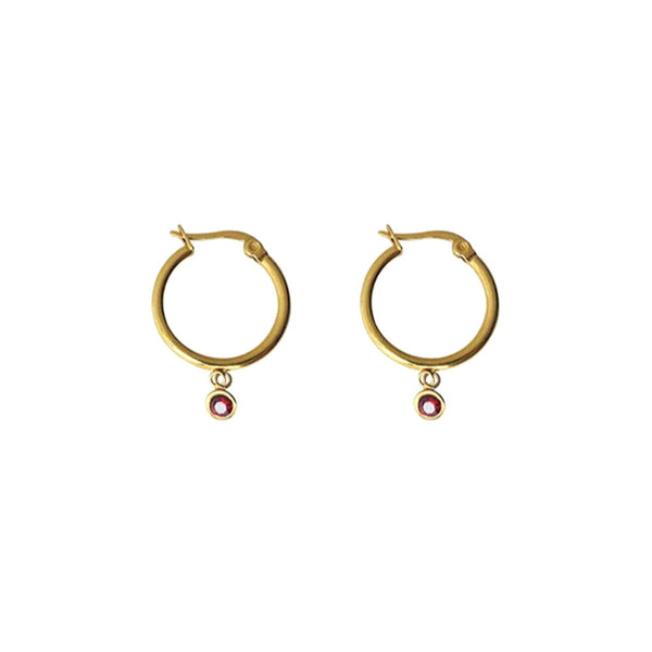 Rose Red Zirconia Hoop Earrings