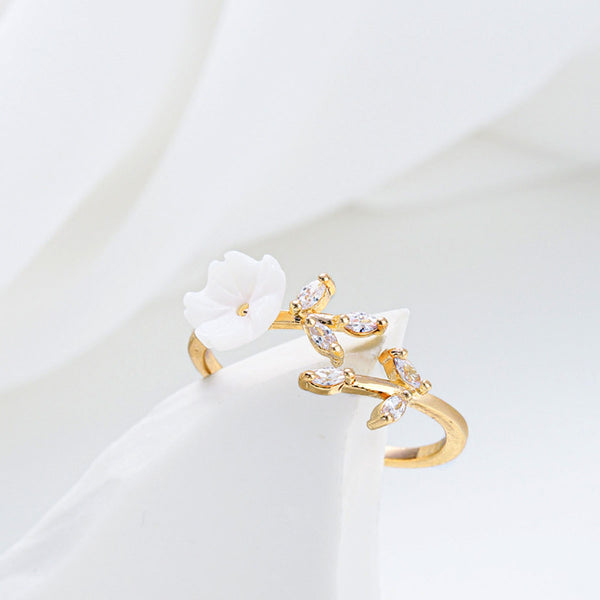 White Blossom Flower Ring