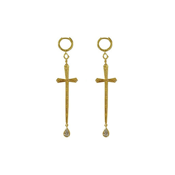 Teardrop Cross Earrings