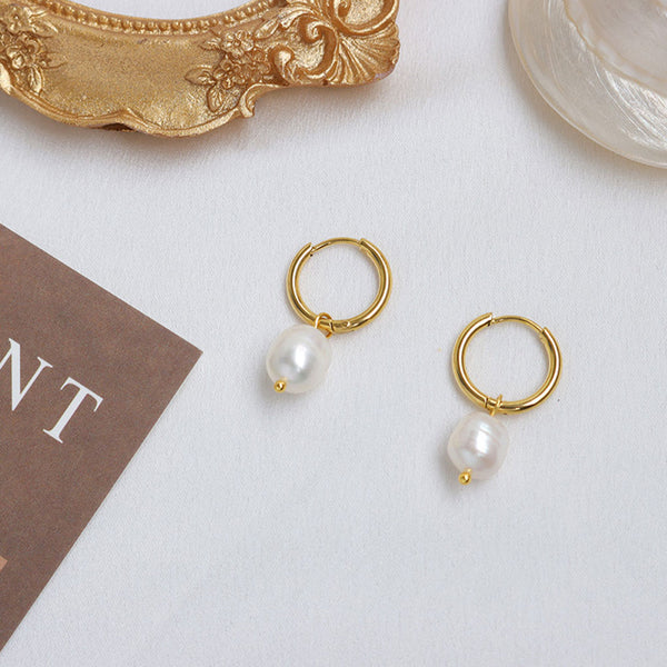 Freshwater Pearl Hoop Earrings