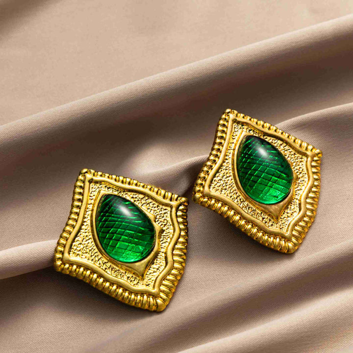 Abundance green gem earrings-Shesamore jewelry-earrings-Kaleidoscopic-Gemstones-Gold Vermeil-Cubic Zirconia