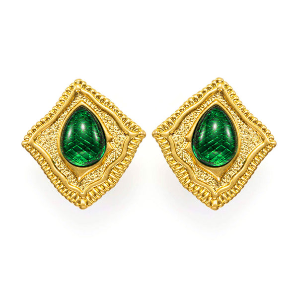 Abundance green gem earrings-Shesamore jewelry-earrings-Kaleidoscopic-Gemstones-Gold Vermeil-Cubic Zirconia