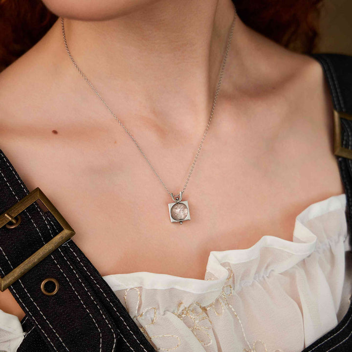 beautiful woman wearing Athena's Dream of Stars necklace-Athena-necklace-Antique-Shesamore-jewelry