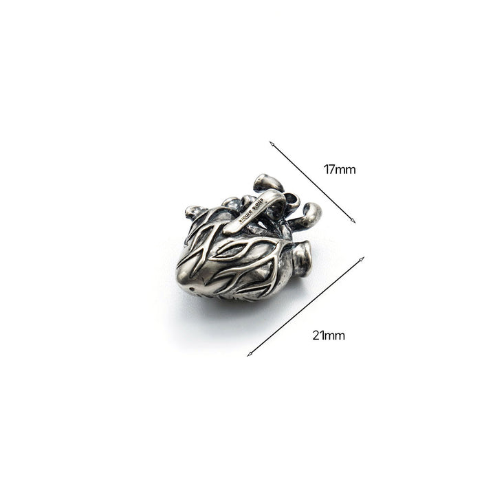 Brave Heart necklace charm-jewelry-Silver-Antique-pendant-heart pendant-size-Shesamore-jewelry