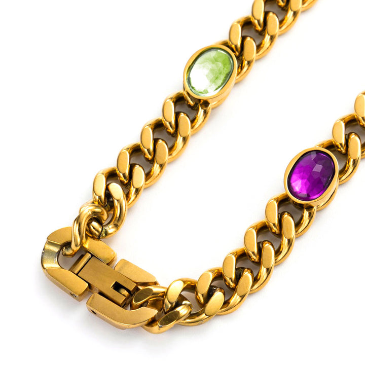 Dionysus's Delight golden bracelet-bracelet-Stainless Steel-Gemstones-Cubic Zirconia-Gold Vermeil-Kaleidoscopic-golden chain- jewelry-Shesamore