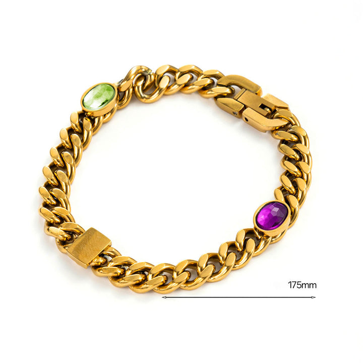 Dionysus's Delight golden bracelet-bracelet-Stainless Steel-Gemstones-Cubic Zirconia-Gold Vermeil-Kaleidoscopic-golden chain- jewelry-Shesamore-Size