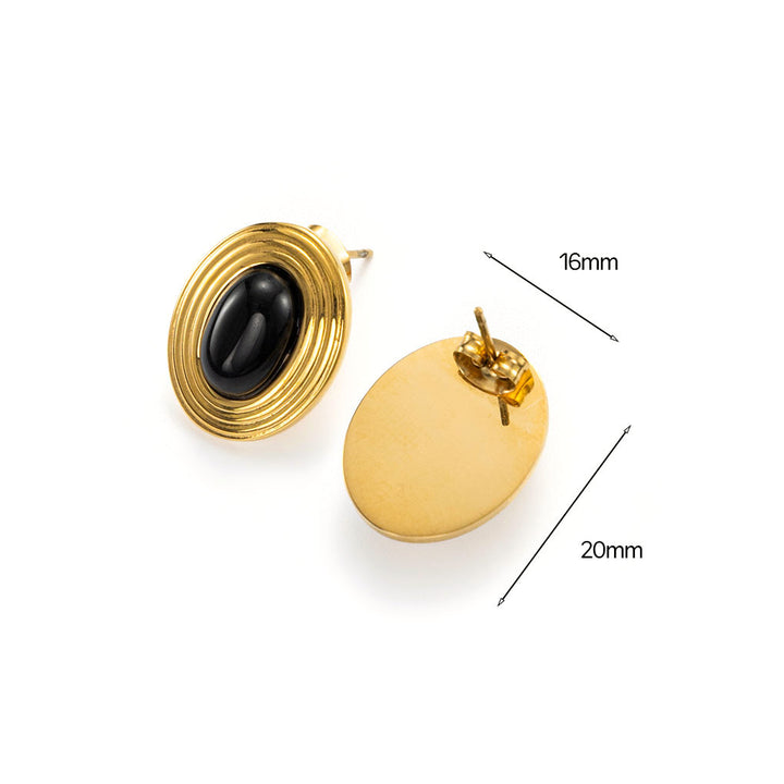 Goddess Nyx stone earrings-size-18K Yellow Gold Vermeil+Cubic Zirconia+Onyx-Shesamore jewelry