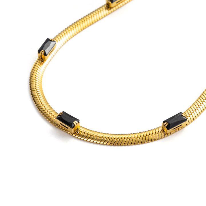 Guardians of the Gods herringbone chain-18k Yellow Gold Vermeil+Stainless Steel+Cubic Zirconia-Shesamore jewelry