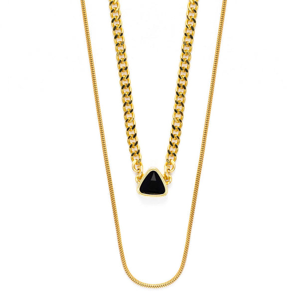    Love Among the Gods gold layered necklace-14k Yellow Gold Vermeil+Stainless Steel+Cubic Zirconia-Shesamore jewelry  