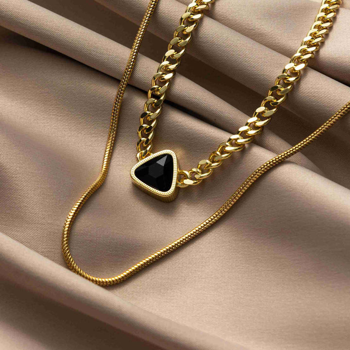    Love Among the Gods gold layered necklace-14k Yellow Gold Vermeil+Stainless Steel+Cubic Zirconia-Shesamore jewelry  