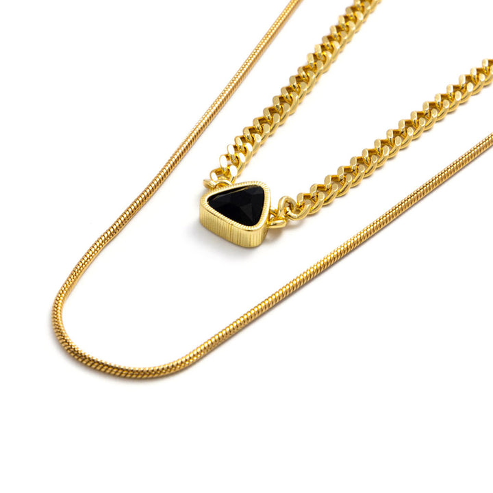 Love Among the Gods gold layered necklace-14k Yellow Gold Vermeil+Stainless Steel+Cubic Zirconia-Shesamore jewelry