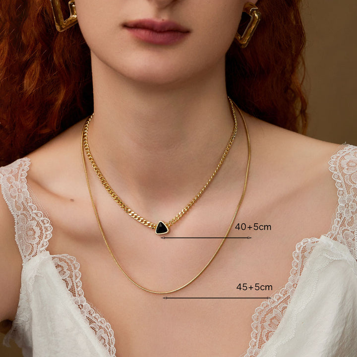    Love Among the Gods gold layered necklace-14k Yellow Gold Vermeil+Stainless Steel+Cubic Zirconia-Shesamore jewelry-size  