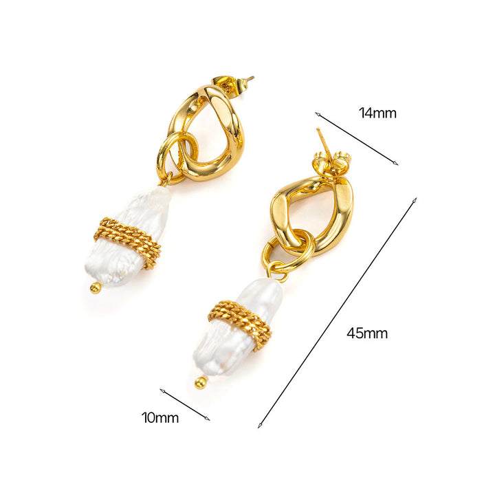 Shakespeares Envision gold plated pearl earrings-size-Copper-GoldVermeil-Shesamore-jewelry