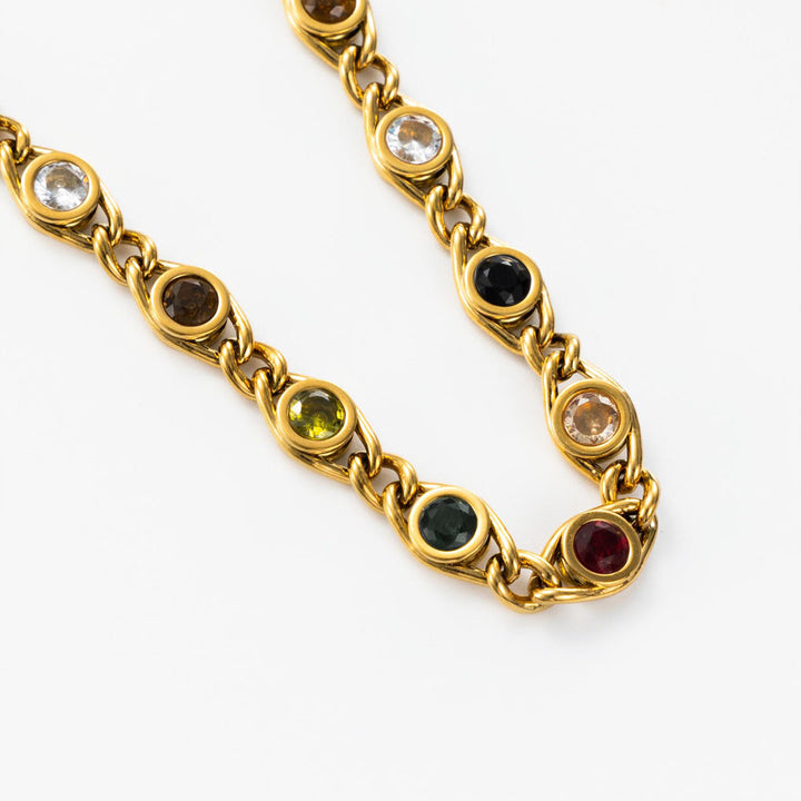 Starry Greece  gemstone necklace-Gemstones-18k Yellow Gold Vermeil+Cubic Zirconia-Shesamore jewelry   