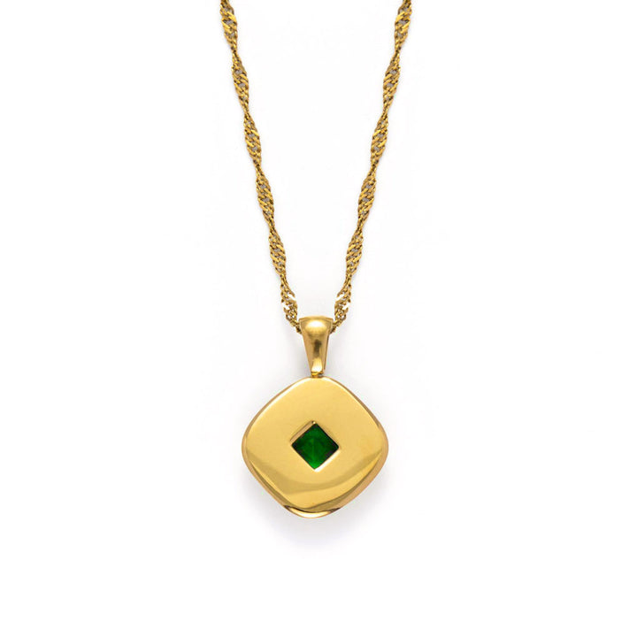 The Green Light gemstone necklace-backside-Gold Vermeil-Gemstones-Cubic Zirconia-Shesamore jewelry