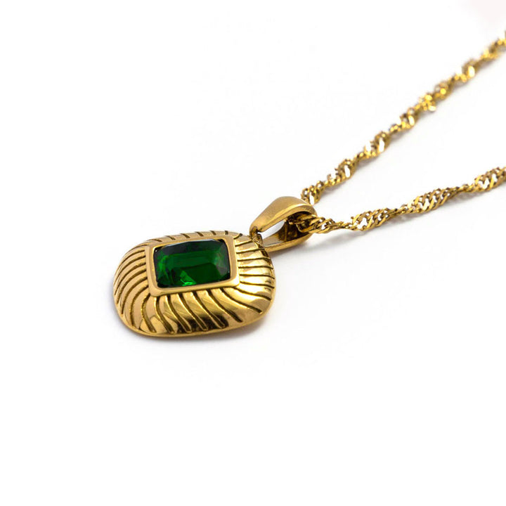 The Green Light gemstone necklace-Gold Vermeil-Gemstones-Cubic Zirconia-Shesamore jewelry