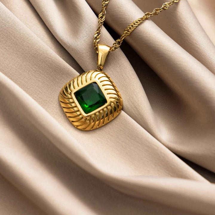  The Green Light gemstone necklace-Gold Vermeil-Gemstones-Cubic Zirconia-Shesamore jewelry