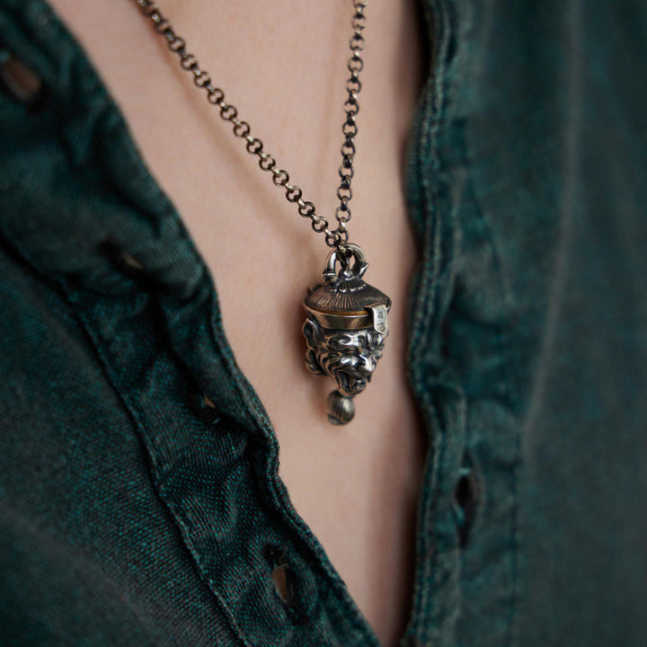 man wearing The Immortal Life Force necklace charm-chain-Shesamore jewelry 