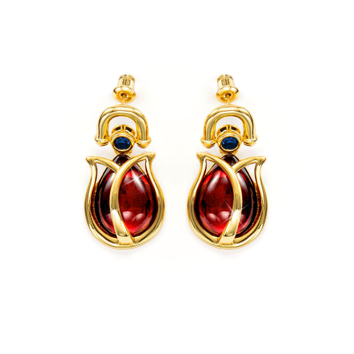 The Tale of Tulips gemstones earrings-Copper-earrings-Gemstones-Cubic Zirconia-Gold Vermeil-Kaleidoscopic