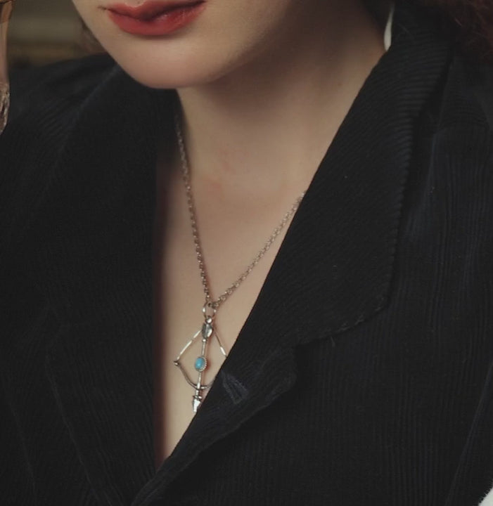 besutiful woman wearing The Glory of Ullr necklace-Shesamore jewelry vedio